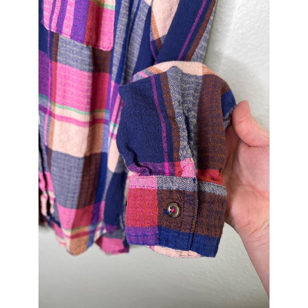 Pilcro Anthropologie Womens Pink Purple Plaid Button-Up Shirt Size Smal - Picture 6 of 11